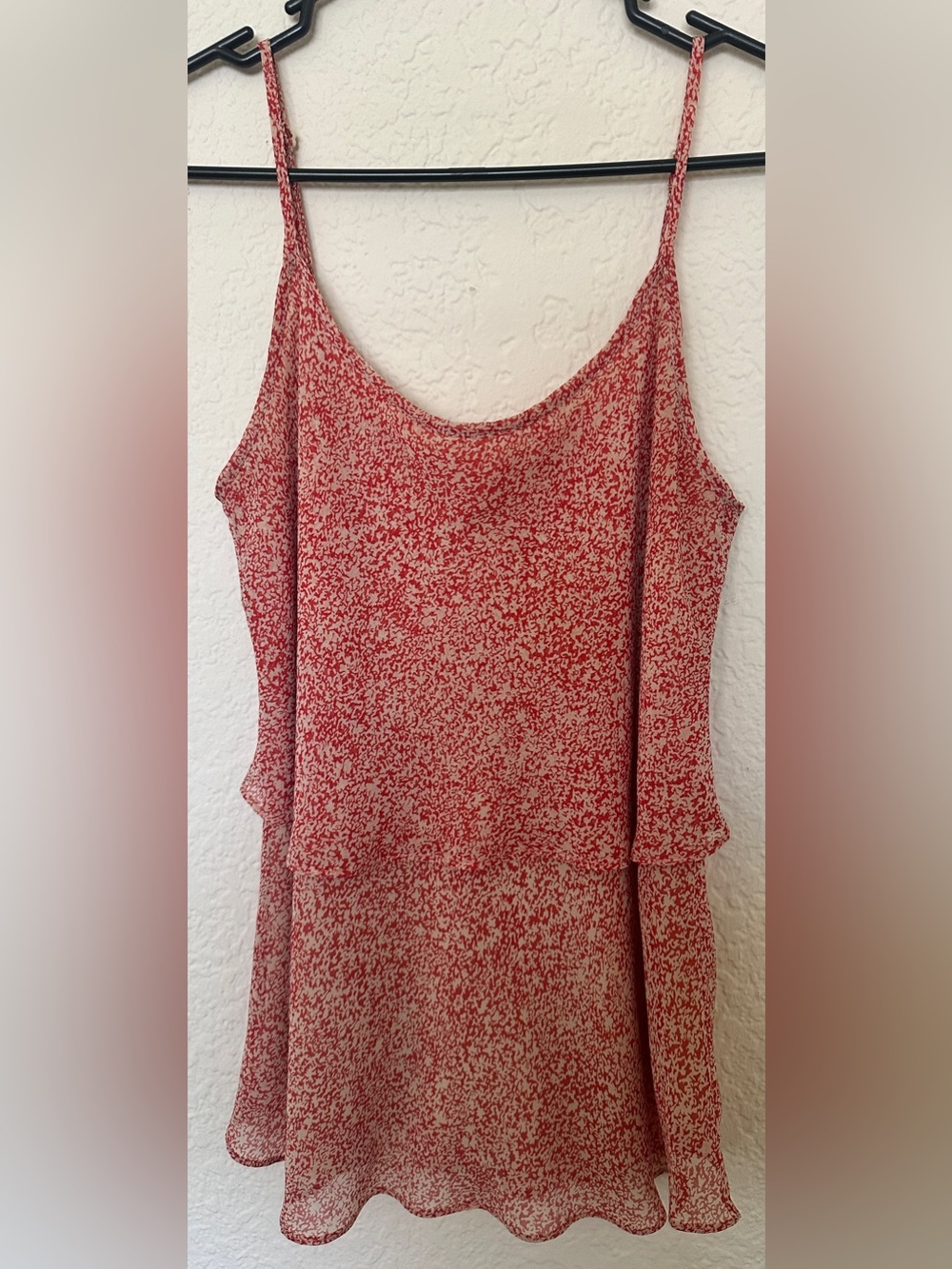 CAbi Red and Cream Printed Sleeveless Camisole